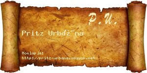 Pritz Urbána névjegykártya